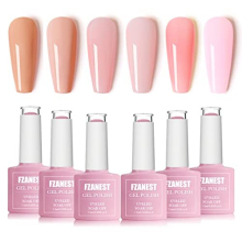 FZANEST Set de Esmalte de Uñas Gel Nude Jelly, 6 Colores Rosa Lechoso