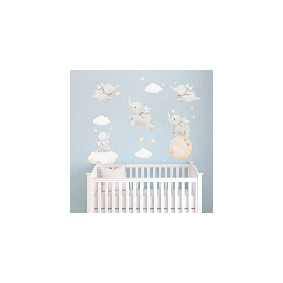 Elephant Wall Decal Kids Animals Art Wall Stickers Baby Nursery Bedroom Space Wall Décor Runtoo