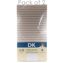 Pack of 2, 100% Organic Cotton, 83x50cm Fitted Sheets. DK Glovesheets. Bedside Crib Size, to fit Next2Me*, Lullago*, and Similar Sized mattreses.