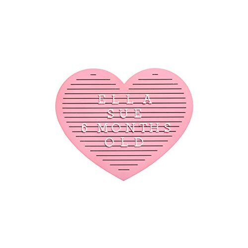 Pink Heart Shaped Wooden Letterboard Set, Baby Girl Keepsake Photo Prop