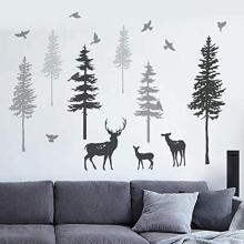 Forest Animals Wall Sticker Tree Deer Family Wall Decals Kids Living Room Bedroom Nursery Wall Decor