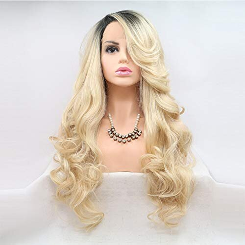 Ombre Blonde Lace Front Wigs Long Body Wavy Mixed Platinum Blonde