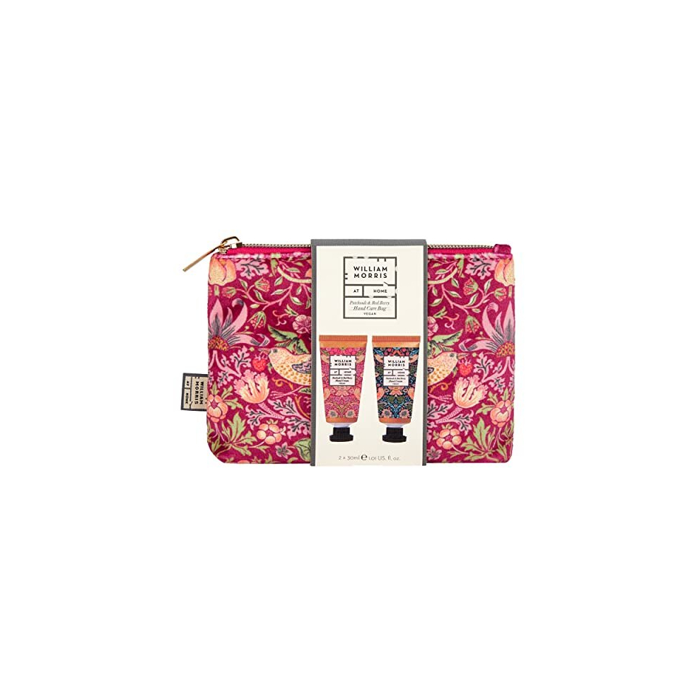 William Morris At Home Patchouli & Red Berry Hand Care Duo Bag Set | Enriched With Essential Oils | Cruelty Free & Vegan Friendly | Travel Friendly Sizes | 2 X 30Ml