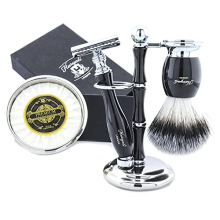 Shaving Kit - 5Pc Shaving Kit for Men - Synthetic Shaving Brush - Safety Razor – Shaving Soap - Shaving Bowl – Shaving Stand - Best Gift for Men