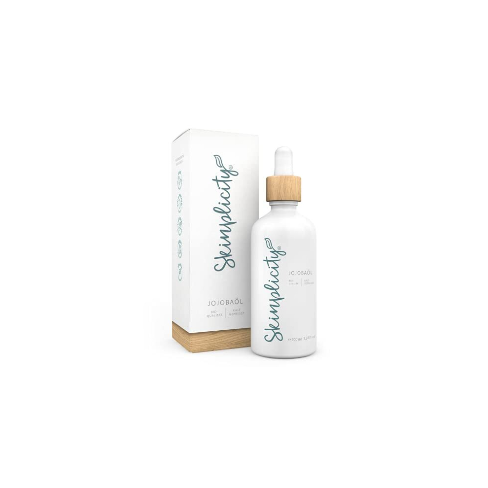 Skinplicity Organic Quality Cold Pressed Jojoba Oil - 100Ml - Intensive Care For Skin And Hair - Vegan, Cruelty