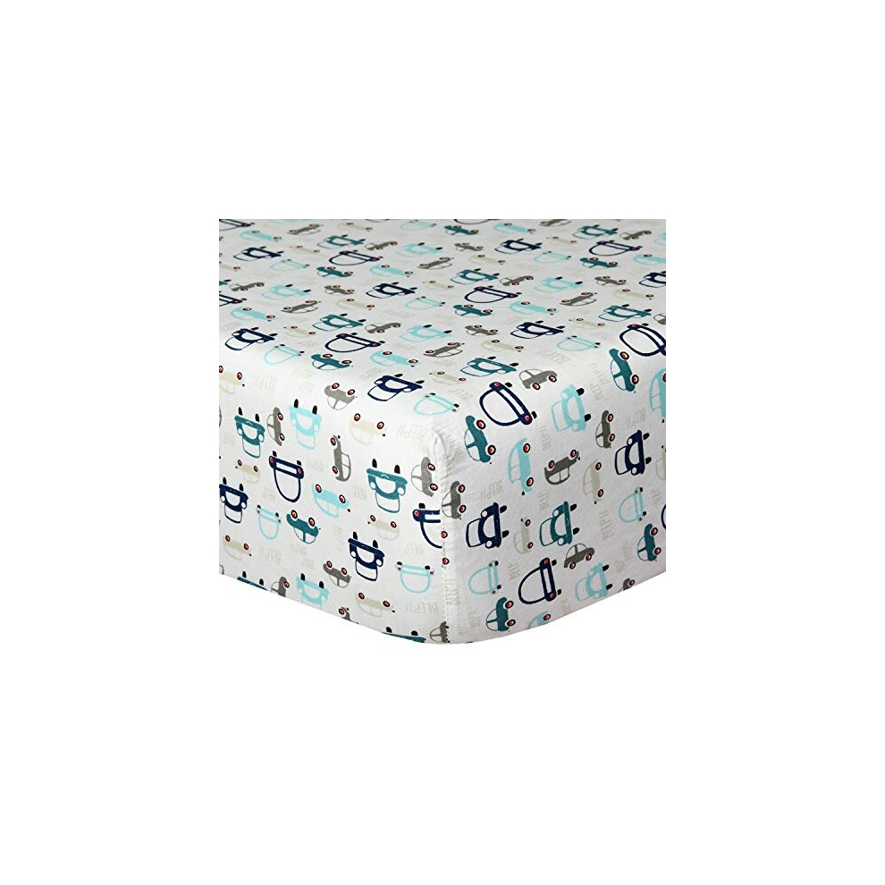 1 Pack Gots Certified Organic Cotton Fitted Crib Sheet - Cars Cuddles & Cribs