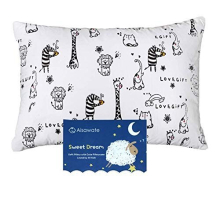 Toddler Pillow with Pillowcase - 13X18 Soft Cotton Baby Kids Pillows for Sleeping - Washable and Hypoallergenic - Toddler Bedding Small Pillow - Baby