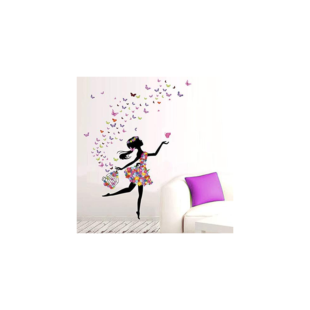 Kibi Store Kibi Wall Sticker Butterfly Fairy Bedroom Living Room Walls Girl Butterfly Flower Fairy Sticker