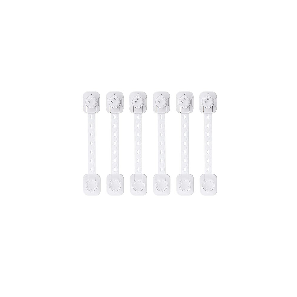 Wangcl 6Pcak Adjustable Child Safety Locks, Baby Proofing Cabinet Locks, Upgraded Adhesive Double Lock System Locks For Cabinets, Drawer, Closet, Fridge,