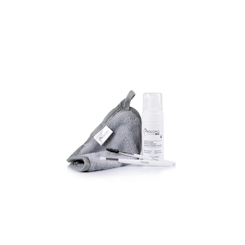 Eyelash Extension Essential Care Pack - Foaming Cleanser, Cloth, Cleansing and Lash Brush - Removes Makeup & Debris - Paraben Free - Salon & Home Use-image-OPC-PD75KRC-NEW