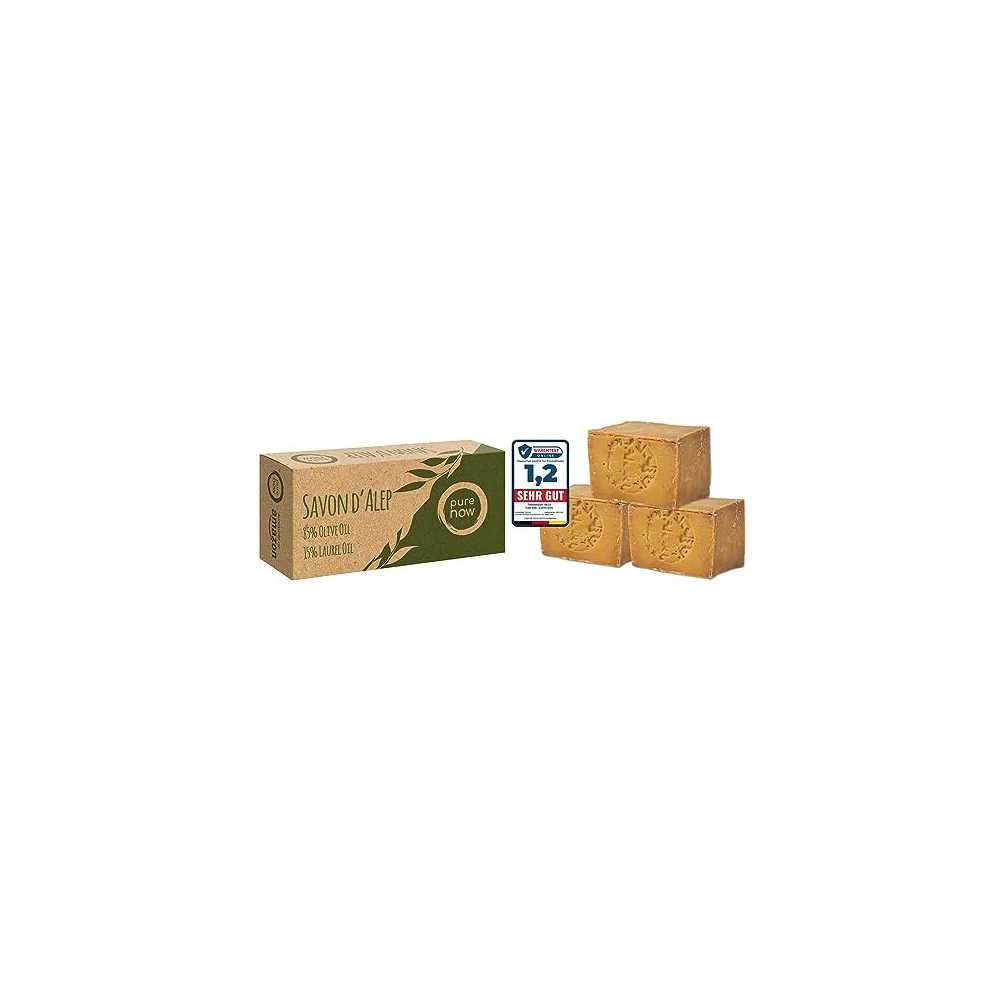 Photos - Shower Gel Aleppo Soap 3 x ca 200g, 85 Olive oil 15 Laurel oil, PH Neutral, Detox Handmade