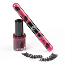 Makeup Set 4 - Matte & Gloss Lip Duo Deep Pink 4. Eyelashes Theatre. Nail Polish Burgund 4.