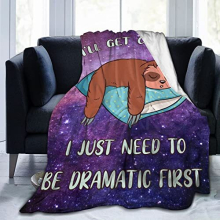 Custommixall Cute Sloth Blanket Funny Animal Print Throw Super Soft Cozy Fleece Plush Reversible Starry Space Background Bedding Blanket Size for Kids