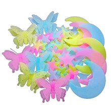 112 PCS Luminous Wall Stickers Set YUTOU 3D Glow in The Dark Stickers Star Moon Butterfly Decals Wall Sticker Wall Decorations for Bedrooms Kids Girl