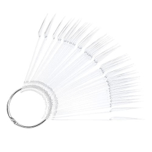 Stiletto Nail Sticks Fan-shaped Nail Display Nail Practice Tips Nail Colour Tips Display with Metal Ring,100pcs(Transparent)
