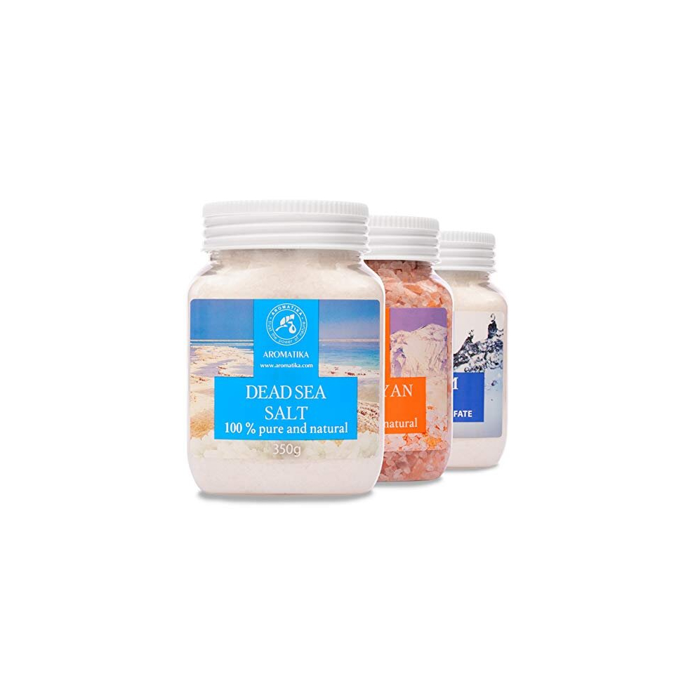 Aromatika Trust The Power Of Nature Bath Salts Set - Epsom Salt - Himalayan Salt - Dead Sea Salt 100% Pure And Natural - Body Care - Best For Good Sleep - Beauty - Bathing - Body Pink