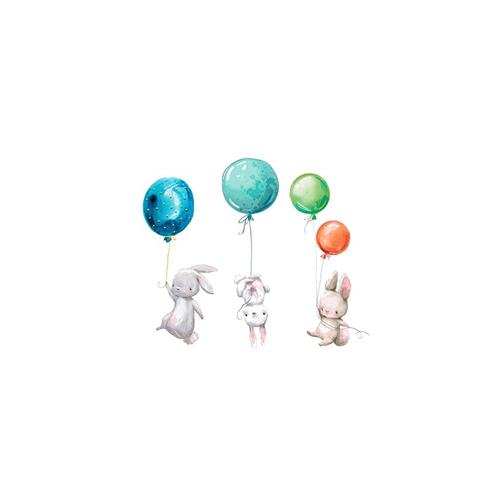 Wall Sticker Rabbit Wall Sticker With Balloons Baby Room Wall Sticker Animals Sticker For Wall Decoration Wall Sticker Decoration For Playroom Duoyif