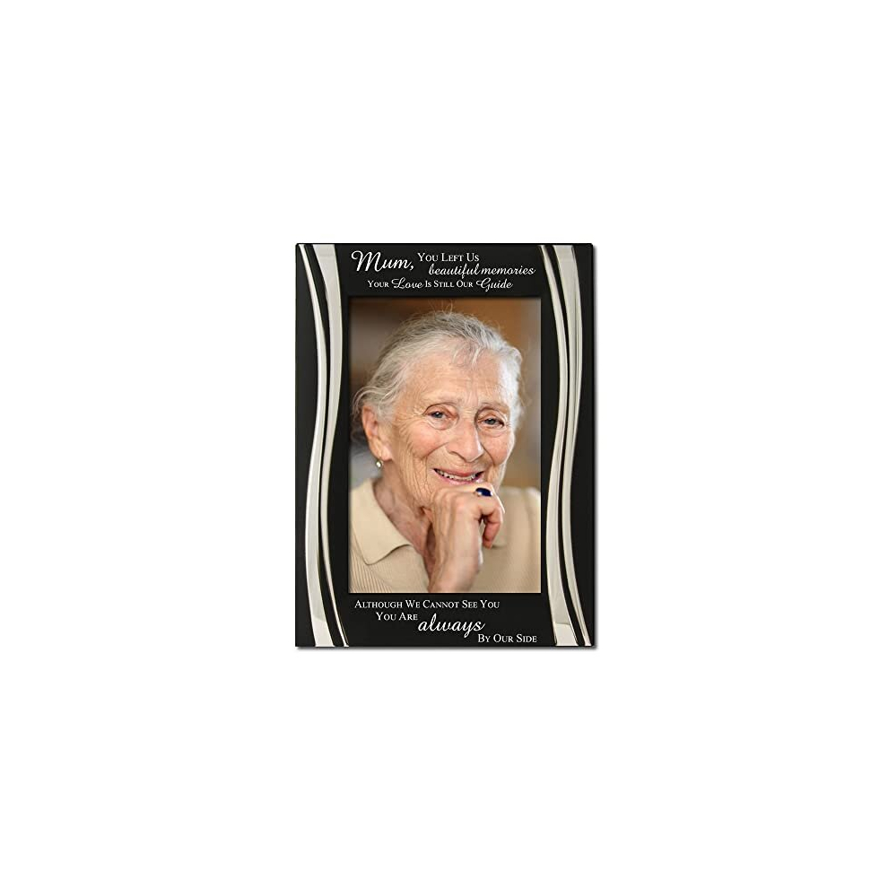 Mum Bereavement Frame, Memories, Bereavement, Memorial, In loving Memory Silver Plated Photo Frame, Black and Silver