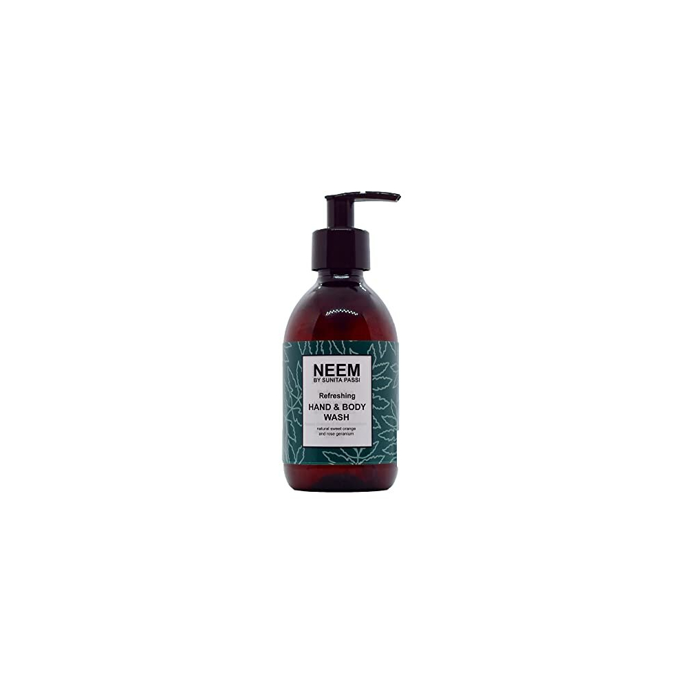 Neem By Sunita Passi Orange Neem Sunita Passi - Ayurvedic Neem Hand & Body Wash, 250Ml - Nourishing Neem Shower Gel - Sweet & Rose Geranium Essential Oils - Soap Free