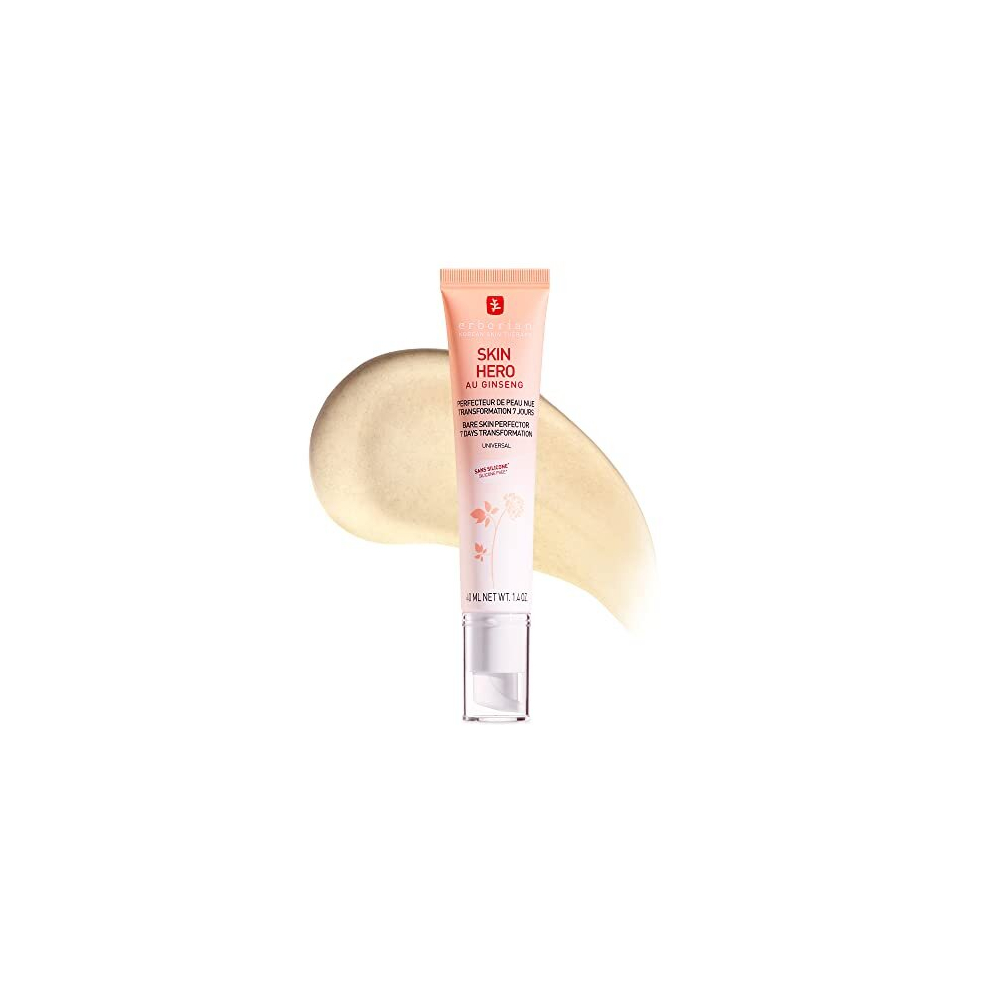 Erborian White Skin Hero With Ginseng - 7 Day Nude Skin Perfecting Untinted Face Care With Hyaluronic Acid - Korean Cosmetic Face Care - 40 Ml