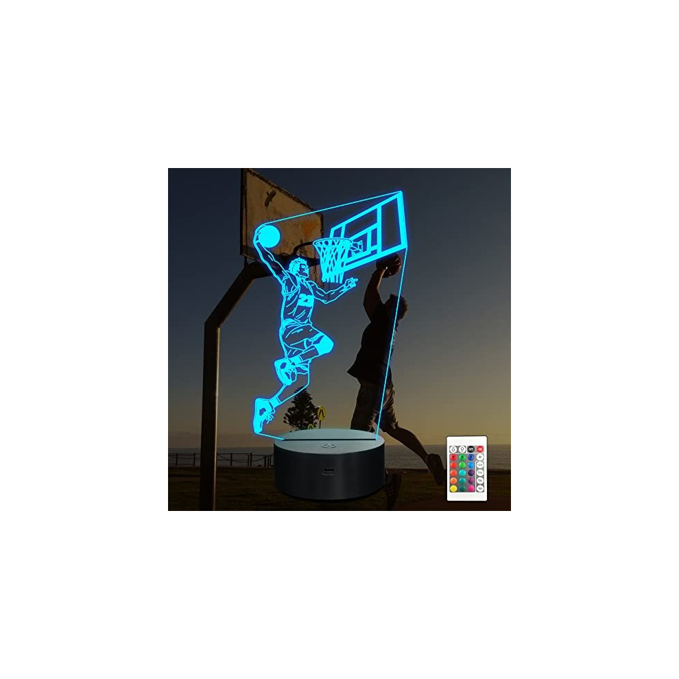 Basketball Player 3D Night Light, LED Bedside Lamp for Kids, 16 Colors Changing with Remote Control and Timing Function Kids Bedroom Decor as Xmas