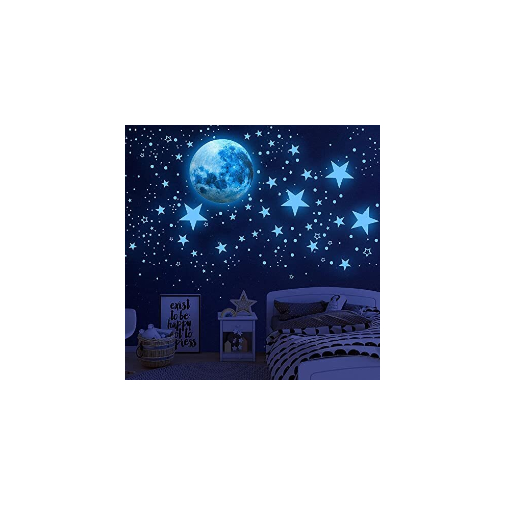 1120 Pcs Glow In The Stars For Ceiling Kids Wall Stickers For Bedrooms For Boys Girls Space Wall Stickers Moon Wall Decals Living Room Bedroom Dark Seeshine