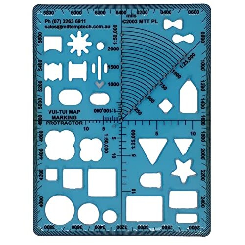 Vui-Tui Map Marking Protractor for military map marking, angle measurements and map plotting for outdoor navigation with map and compass, hiking,