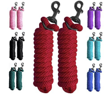 Pack of 2 Solid Poly Lead Rope for Horses & Livestock – 10 Foot Long and 5/8 inch Thick - Replaceable Heavy-Duty Bolt Snap – Handmade – Soft,