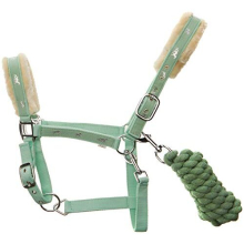 NEW Horse print fur padded headcollars halter + matching lead MINT GREEN F/C/P (PONY)