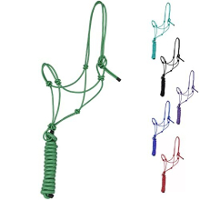 1/4" Rope 4 Knot Stiff Polyester Training Halter with 10' Matching Lead Rope for Horses – Full (Hunter Green, Full)