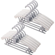 20 pcs Baby Hangers for Clothes (28-36cm) Plastic Coat hangers with Stackable Hooks Childrens Clothes Hangers for Babies,Toddlers and Teenagers(Grey)