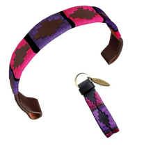 Designer Genuine Leather Waxed Embroidered Gaucho Polo Horse Bridle Browband (Pony 14 inches)