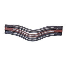 Curved Crystal Padded Premium Leather English Browband for Horse Bridle (Chestnut)