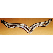 Designer Ve Clear Crystal Browband Great Gift Idea Unique design Triple split Eye Shape (COB 15", BLACK)