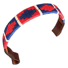 Designer Genuine Leather Waxed Embroidered Gaucho Polo Horse Bridle Browband (Pony 14 inches)