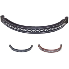 Straight Crystal Padded Premium Leather English Browband for Horse Bridle (Havana)