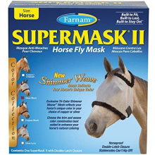 Supermask II Shimmer Weave Horse Fly Mask, Horse size, Silver Mesh with Black Trim