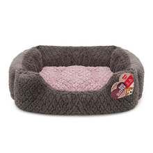 Grey & Pink Square Dog Bed, Small