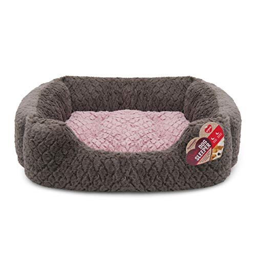 Rosewood Grey & Pink Square Dog Bed, Small