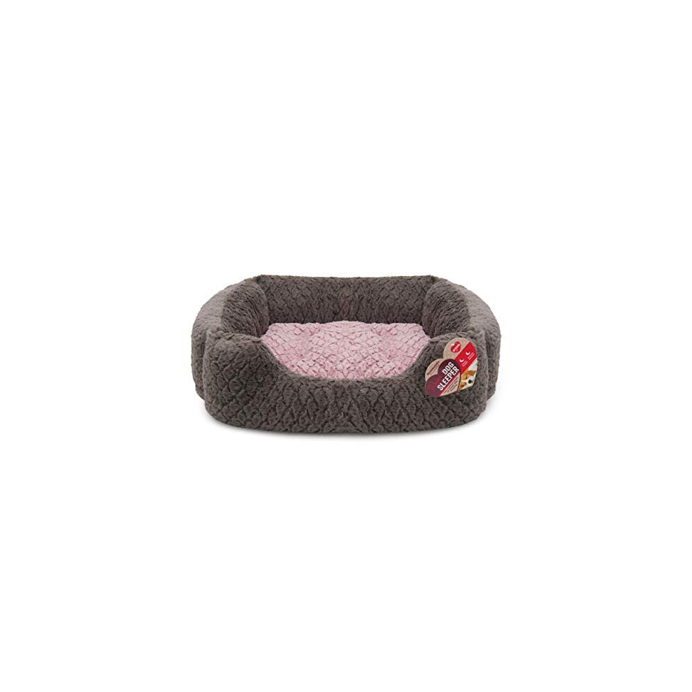 Rosewood Grey & Pink Square Dog Bed, Small