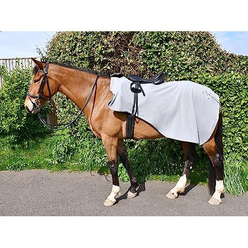 Rhinegold Embroidered Ride-On Rug-Cob-Grey