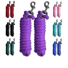 Pack of 2 Solid Poly Lead Rope for Horses & Livestock – 10 Foot Long and 5/8 inch Thick - Replaceable Heavy-Duty Bolt Snap – Handmade – Soft,