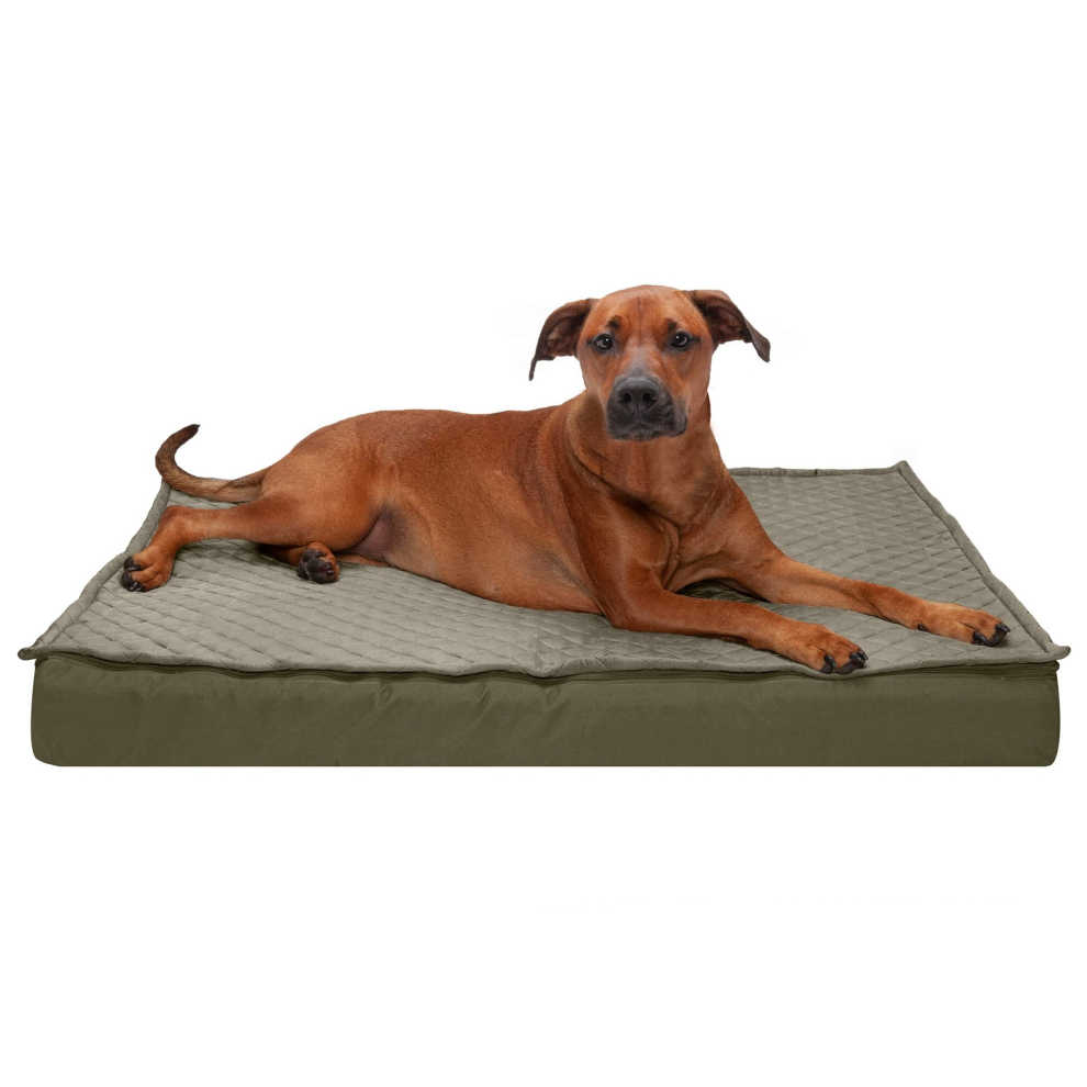 XL Memory Foam Dog Bed Water-Resistant Indoor/Outdoor Quilt Top Convertible Mattress w/Removable Washable Cover - Dark Sage, Jumbo (X-Large)