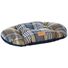 Cat And Dog Padded Cushion Scott 45/2, Double-Sided, Tartan, Soft Velvet, Washable, Blue, XS