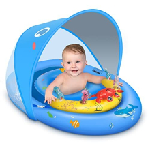 LAYcOL Baby-Schwimmring mit Sonnenschutzdach mit LSF 50+ und Spielkonsole f  r Kleinkinder, verstellbarer Sicherheitssitz f  r 3   36 Monate