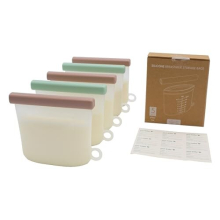 Silicone Breastmilk Storage Bags | 5 Pack of Reusable Bags for Breastfeeding | BPA Free, Food Grade Silicone & 210ml / 7oz Capacity |Double Sealed to