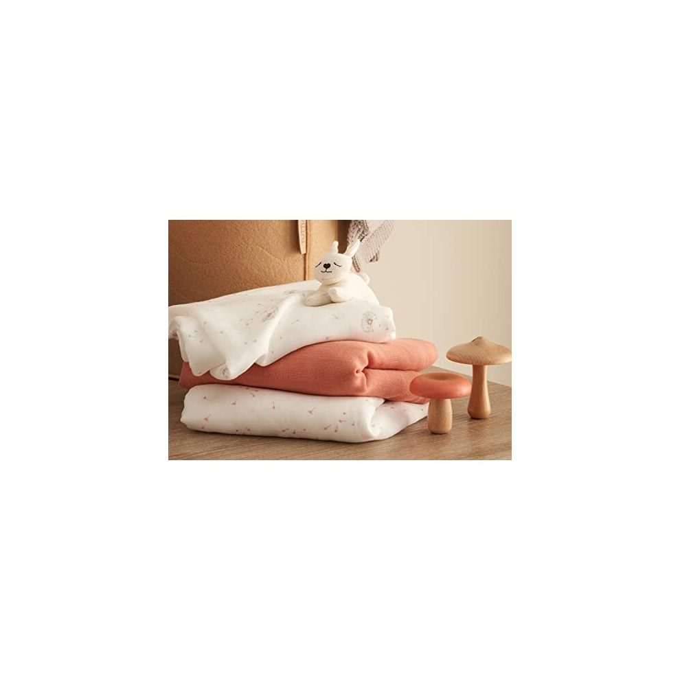 Muslin Swaddle Wraps 3-Pack | Soft Bamboo Cotton, 120x120cm, Ideal for Sensitive Skin | Cocoon