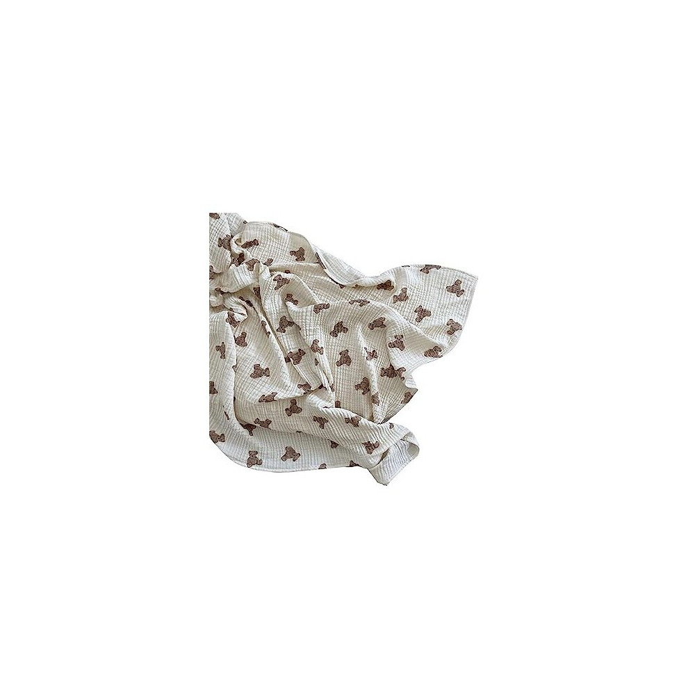 Cute Bear Print Muslin Swaddle Blanket | Large Multiuse Baby Blanket | 100% Pure Cotton Aloonii
