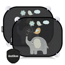 Car Window Shades for Baby with UV Protection, Car Sun Shade for Children, Sun Visor for car, Baby Car Sun Shade with Cute Animal Motifs, 45 x 35.5 cm
