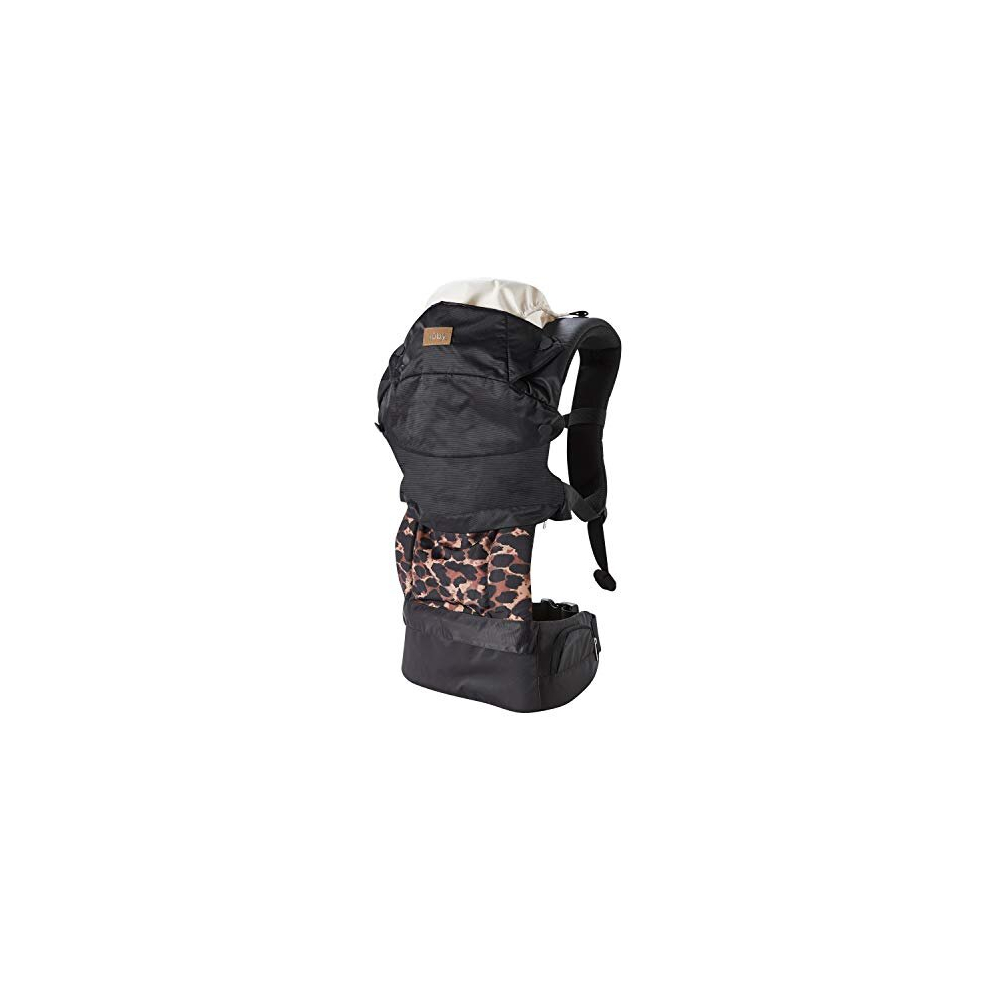 Nuby, Baby Carrier Newborn to Toddler Hip Healthy Certified Baby Carrier 3 in 1 Front and Back Facing Baby Carrier Leopard Print, Black